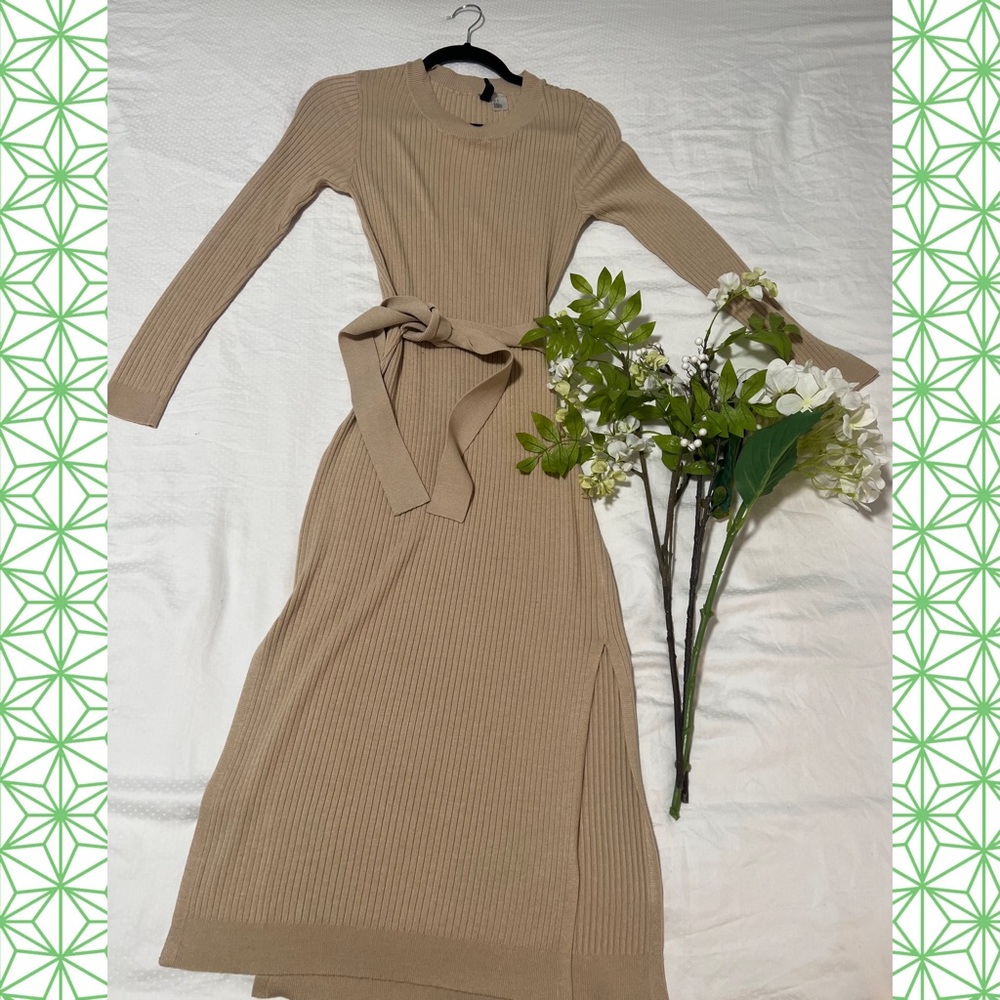 H&M Sweater Dress with splits and belt wrap.
